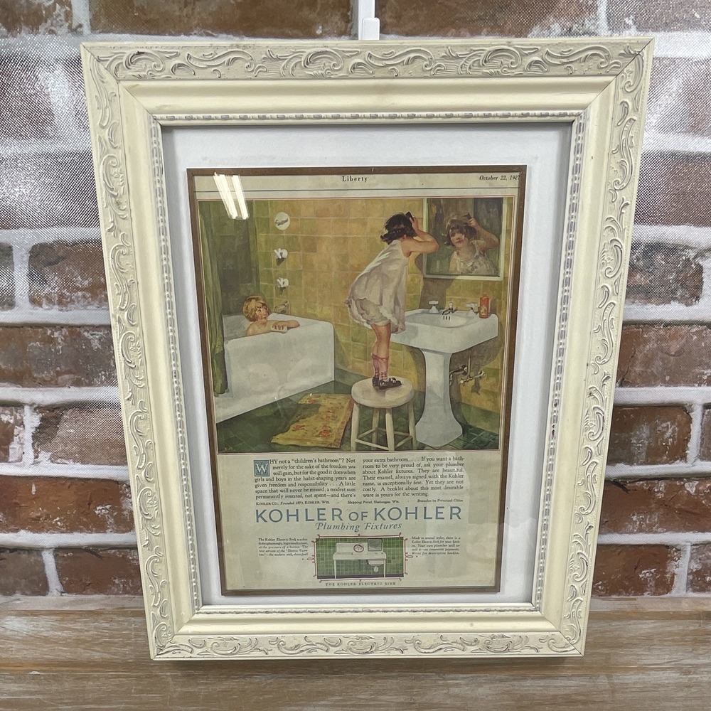 Framed 1927 Kohler Ad – Vintage Bathroom Decor 17x14